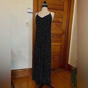 Old Navy, black polka dot maxi dress. Medium.